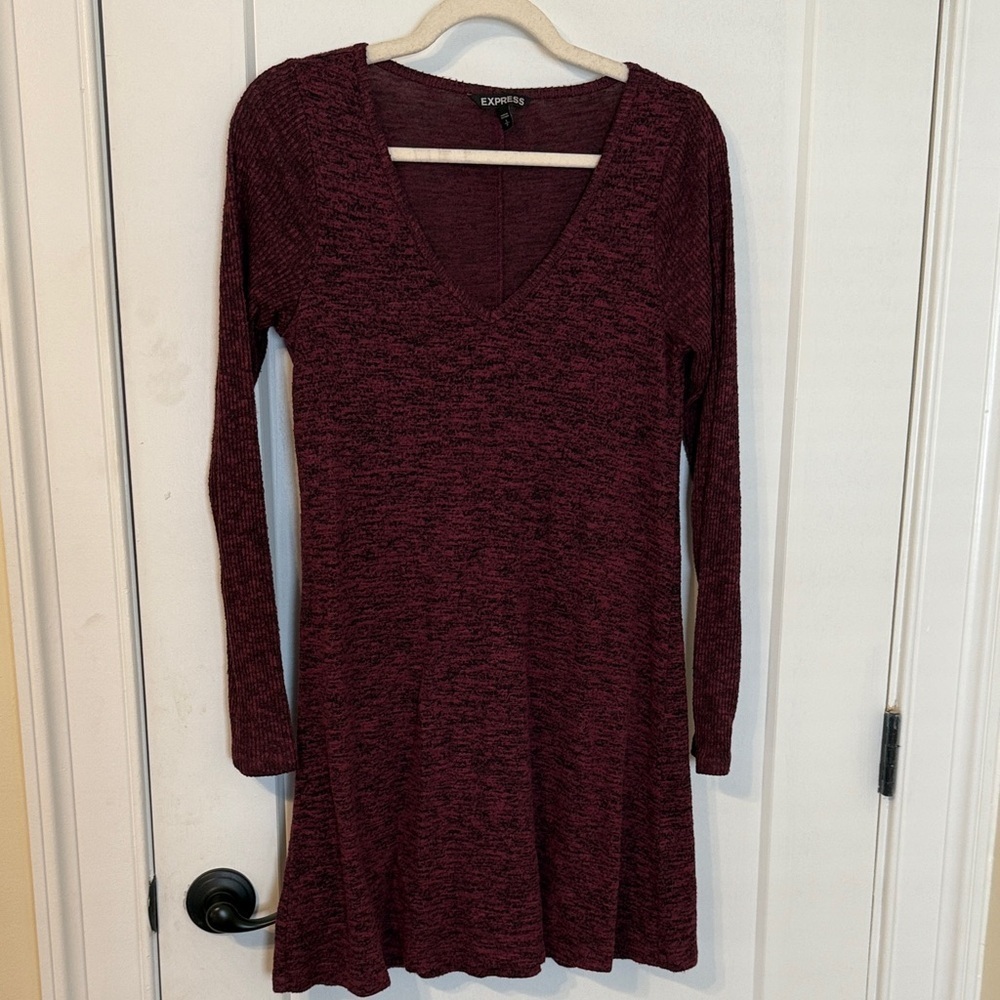 Express Women's Deep Red Long Sleeve Dress